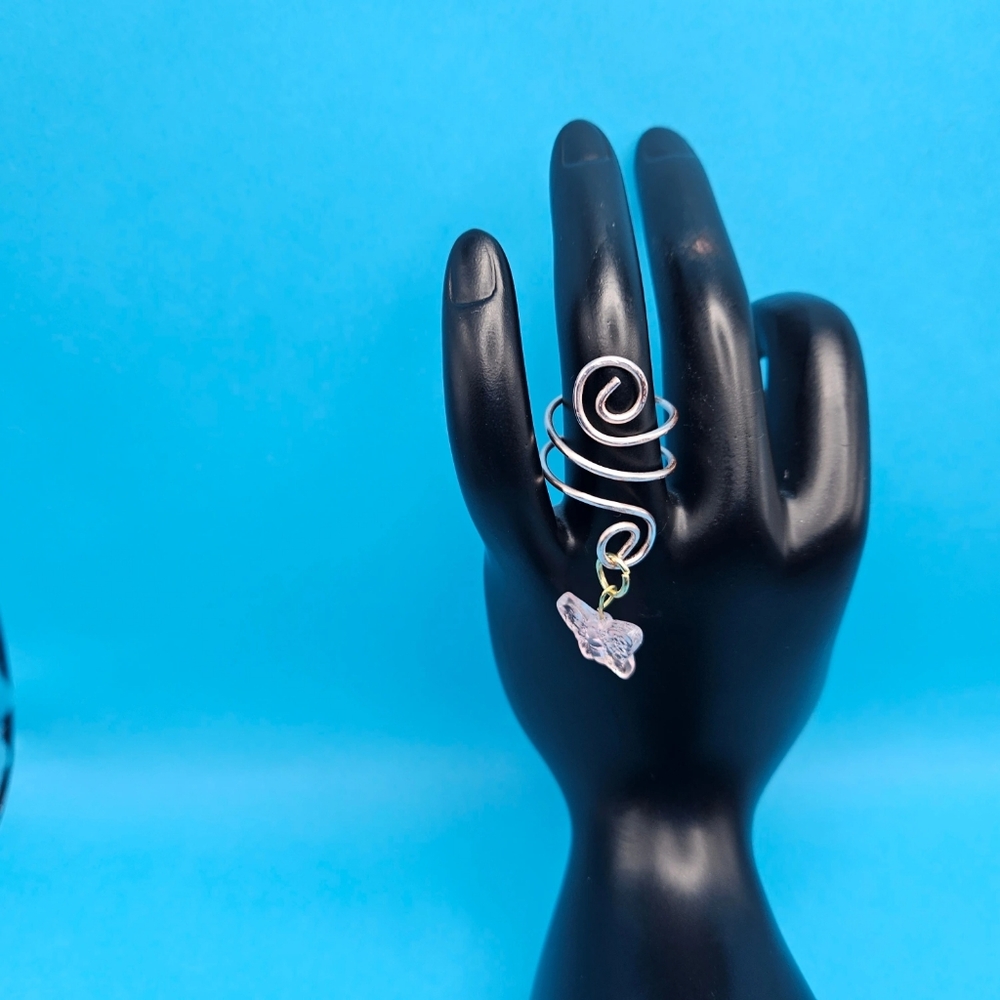 Swirl Butterfly Dangle Wire Ring